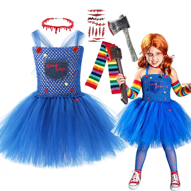 Baby Tutu Skirt - Girls Halloween Scary Doll Cosplay Costume